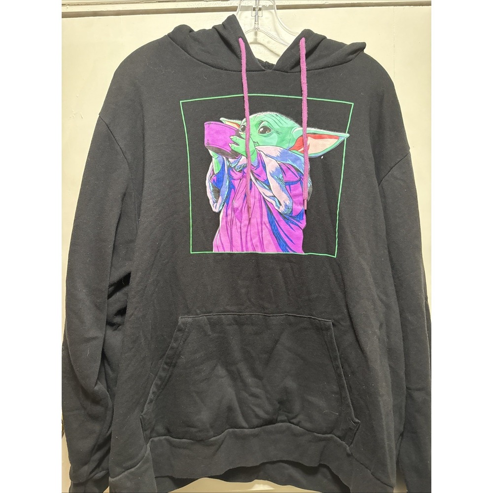 NEFF Star Wars Mens Black XXL Hoodie Grogu Retro Baby Yoda Sweatshirt Hooded